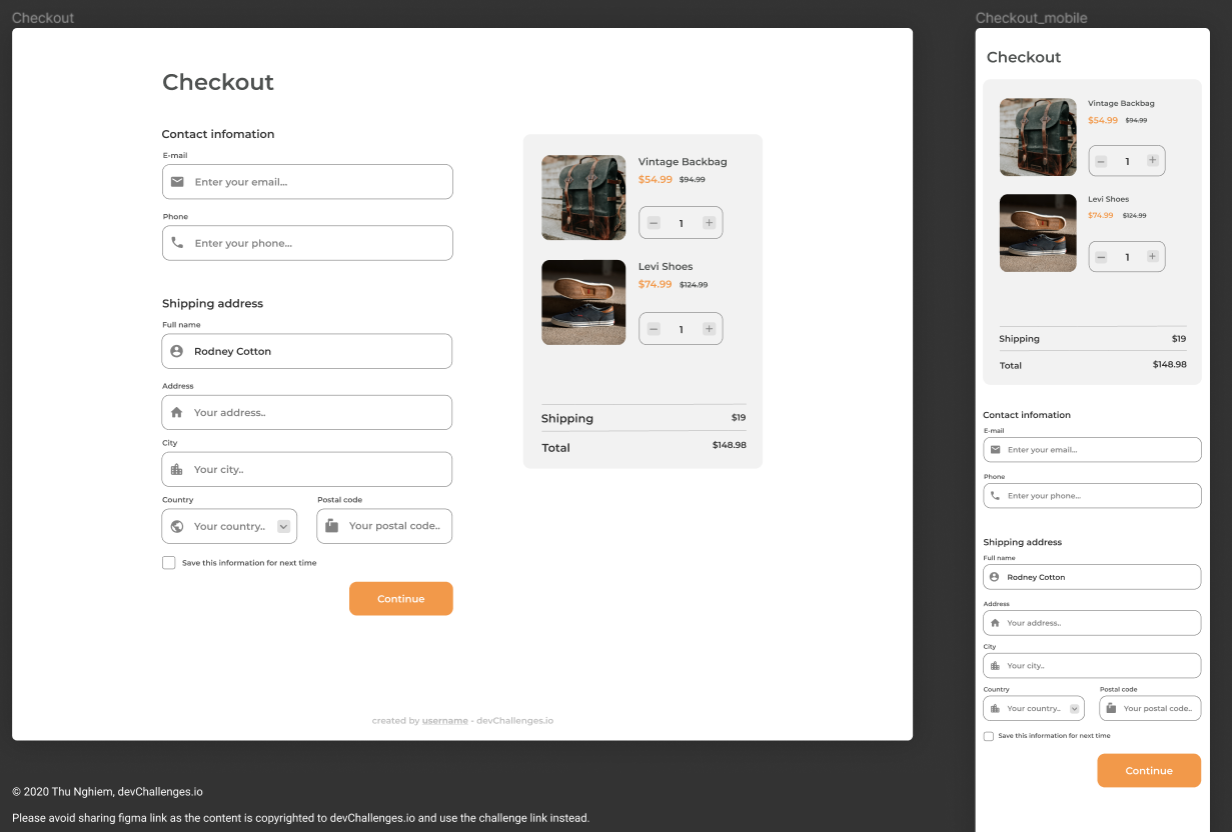 checkout page
