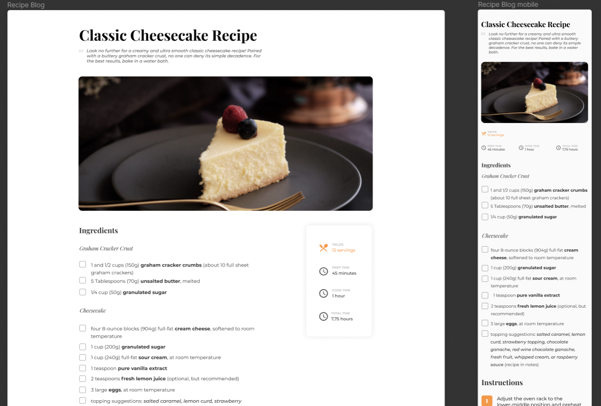 recipe page